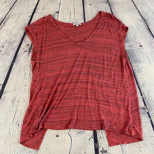 Splendid Split Back Space Dye V Neck T-Shirt Top